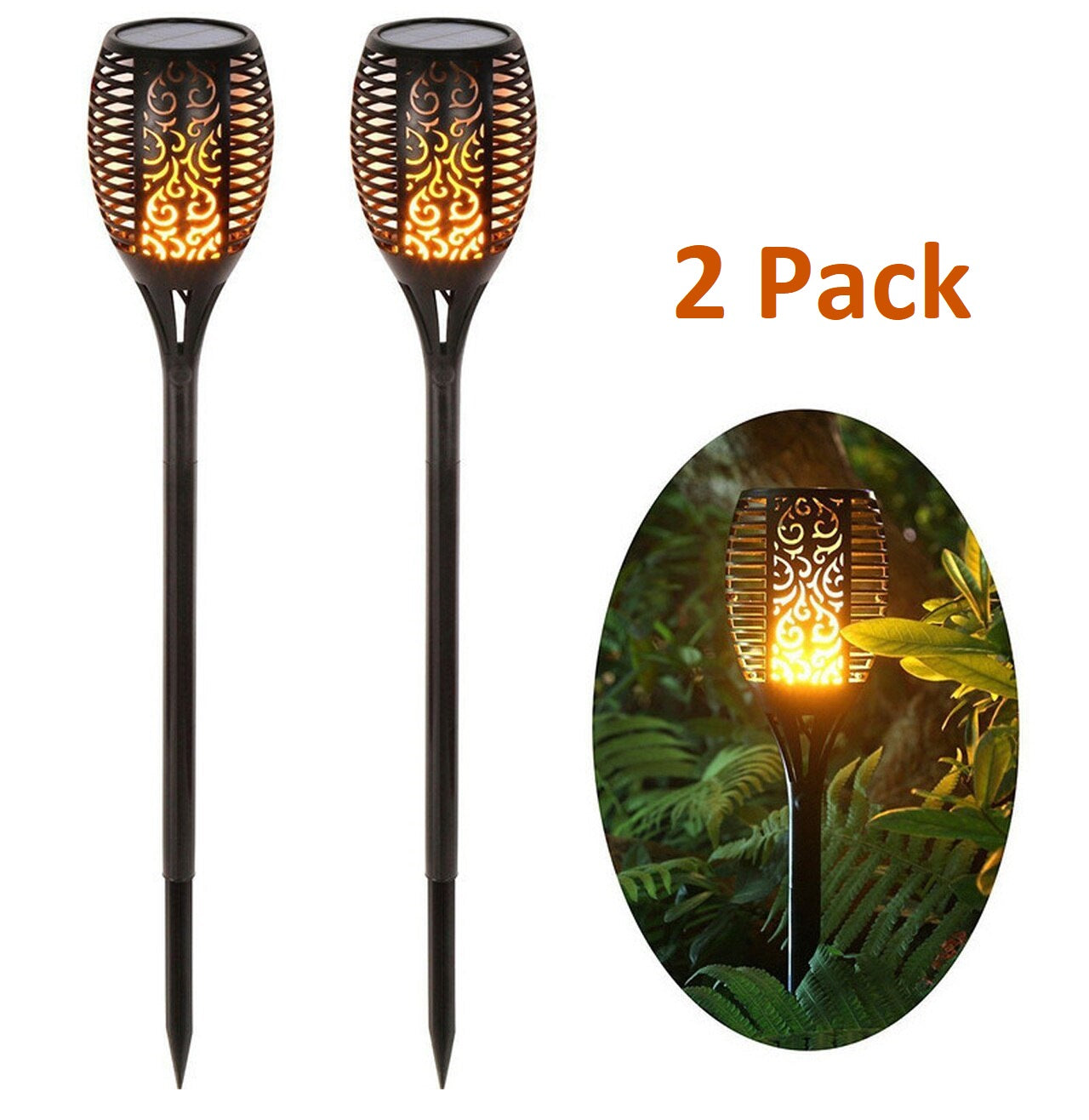 Solar Garden Fire Burn LED Light - TTSGFBL05W ( Pack of 2 )